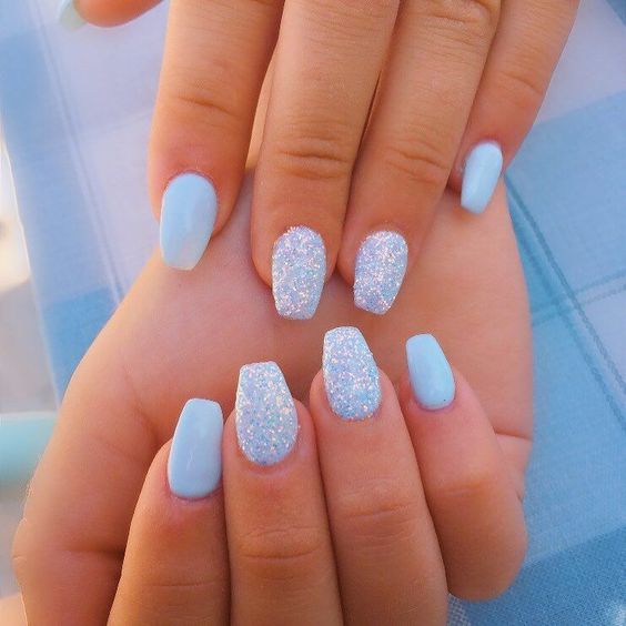 Light Blue & Baby Blue Nail Art Ideas